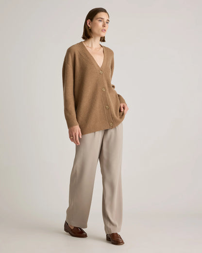 Mongolian Cashmere Oversized Boyfriend Cardigan Sweater - XS / Brown