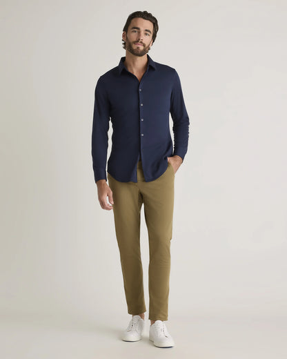 Commuter Stretch Pique Long Sleeve Button Down - XS / Dark Coal