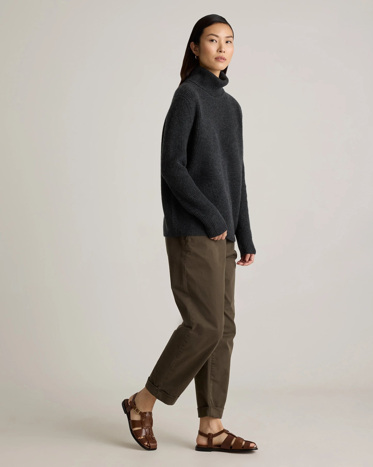 Mongolian Cashmere Fisherman Turtleneck Sweater - XS / Black
