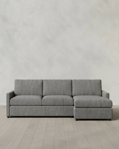 Brennan Performance Chenille Linen Blend Chaise Sectional - Right Arm / Snow