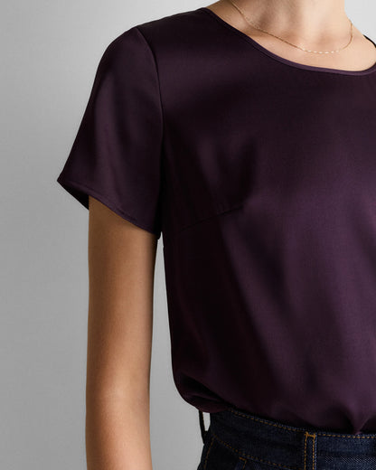 Washable Stretch Silk Tee - XS / Deep Orchid Purple