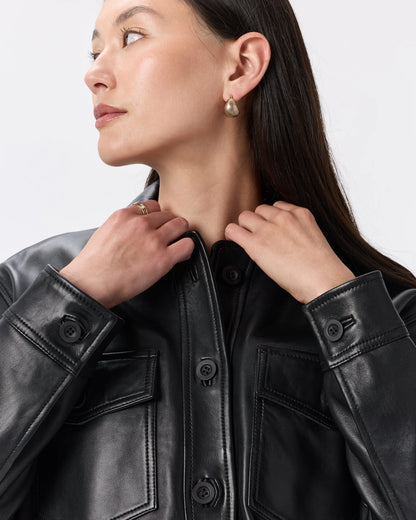 100% Leather Cropped Jacket - XS / Rich Brown