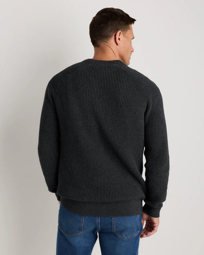 100% Organic Cotton Ribbed Crewneck Sweater - XS / Bahia Blue