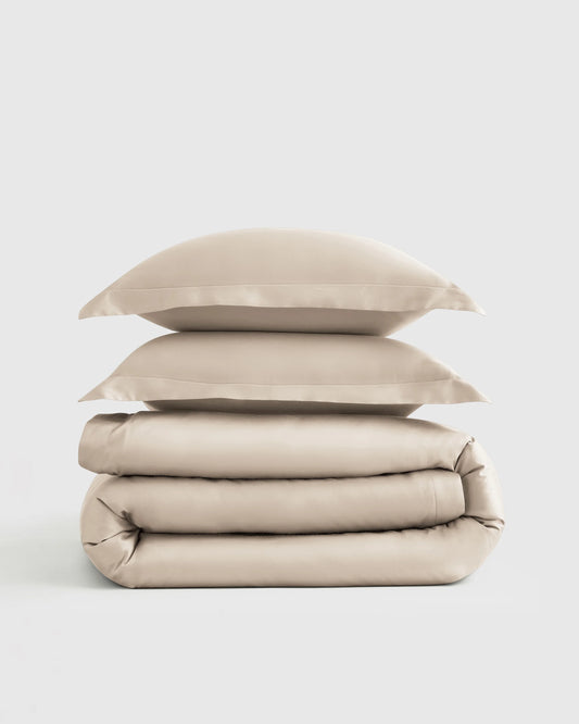 Signature Giza Cotton Sateen Duvet Cover Set - Twin / Sand