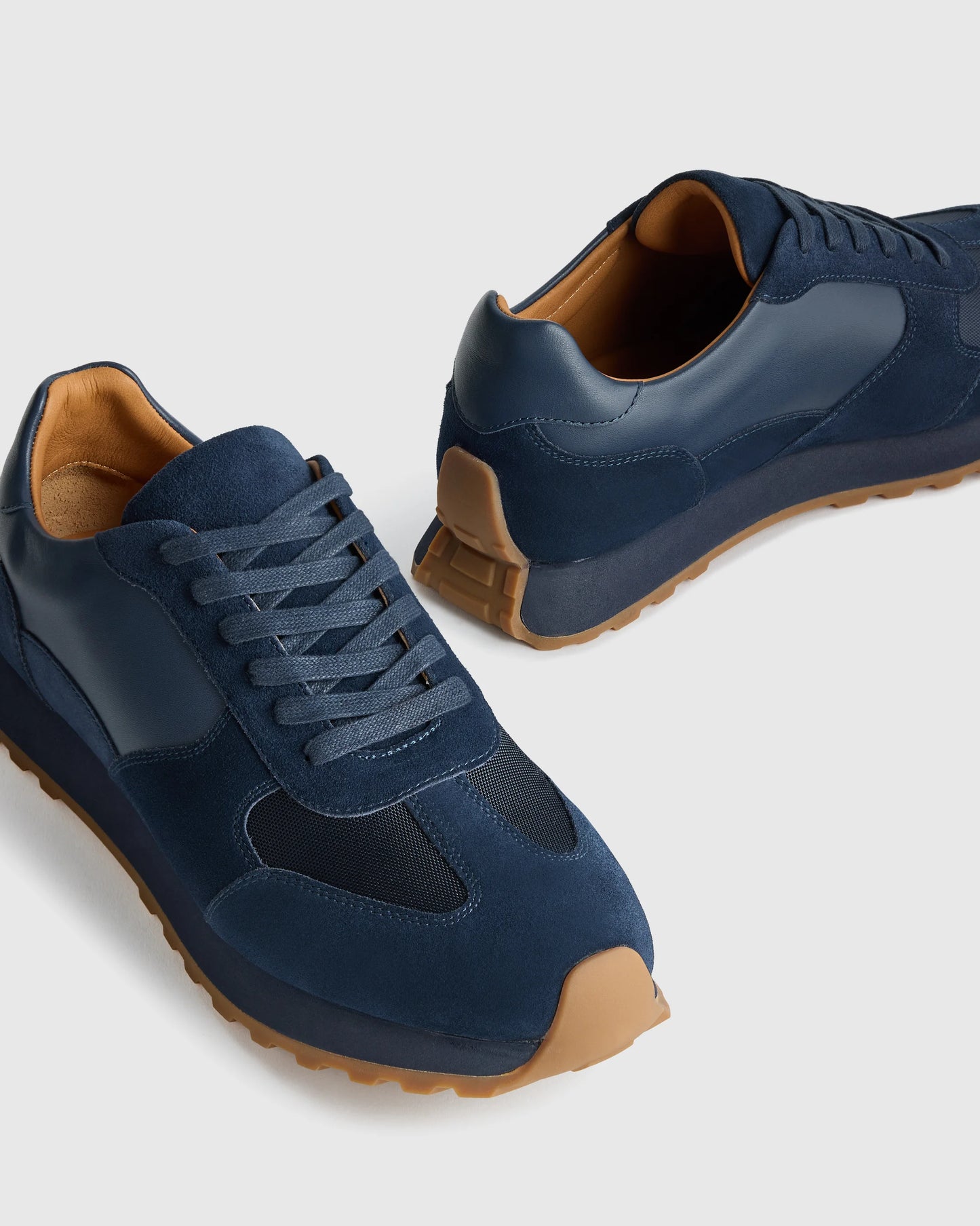 Italian Leather and Suede Retro Runner - 7 / Dark Navy