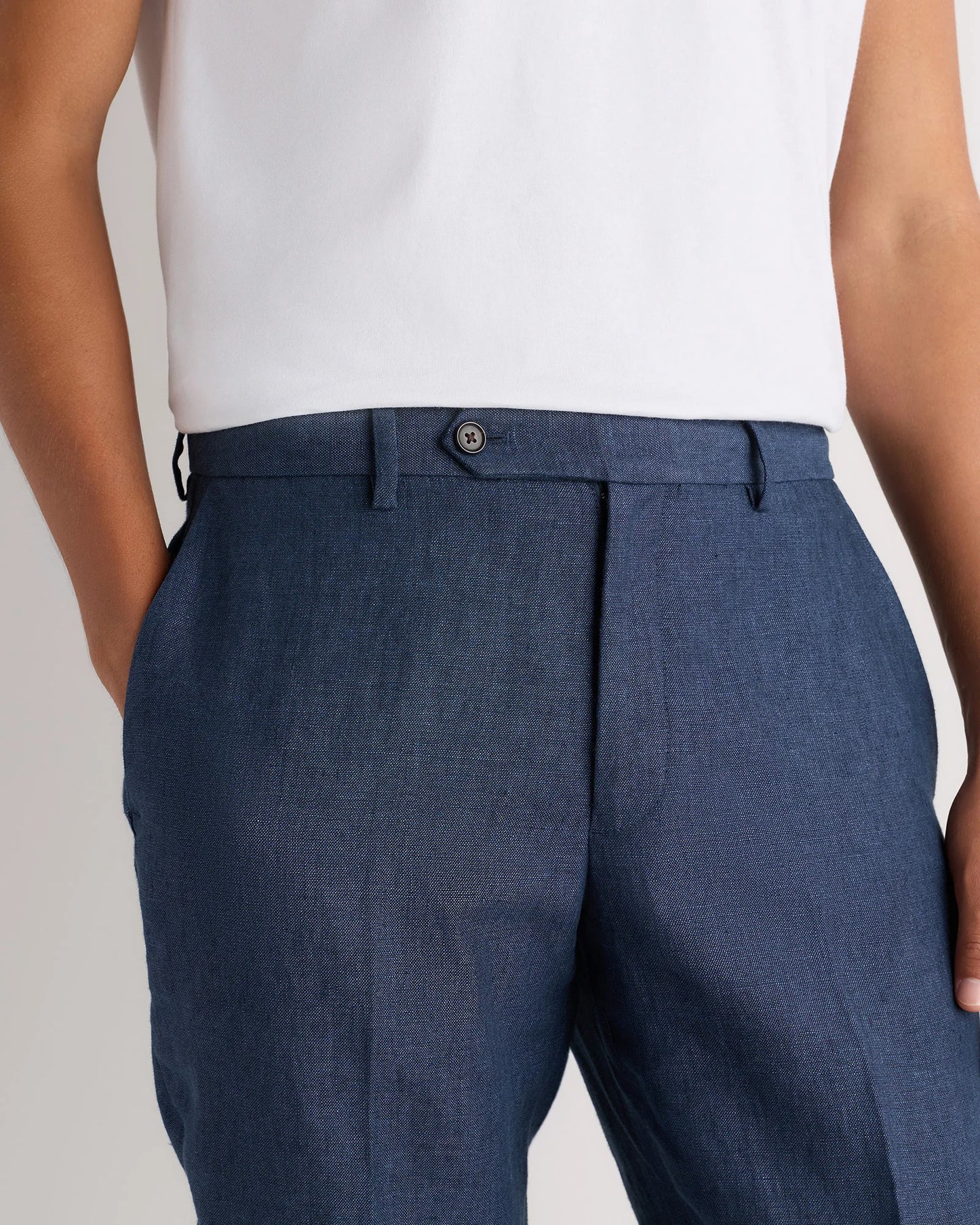 100% European Linen Tailored Dress Pants - 30X30 / Washed Navy