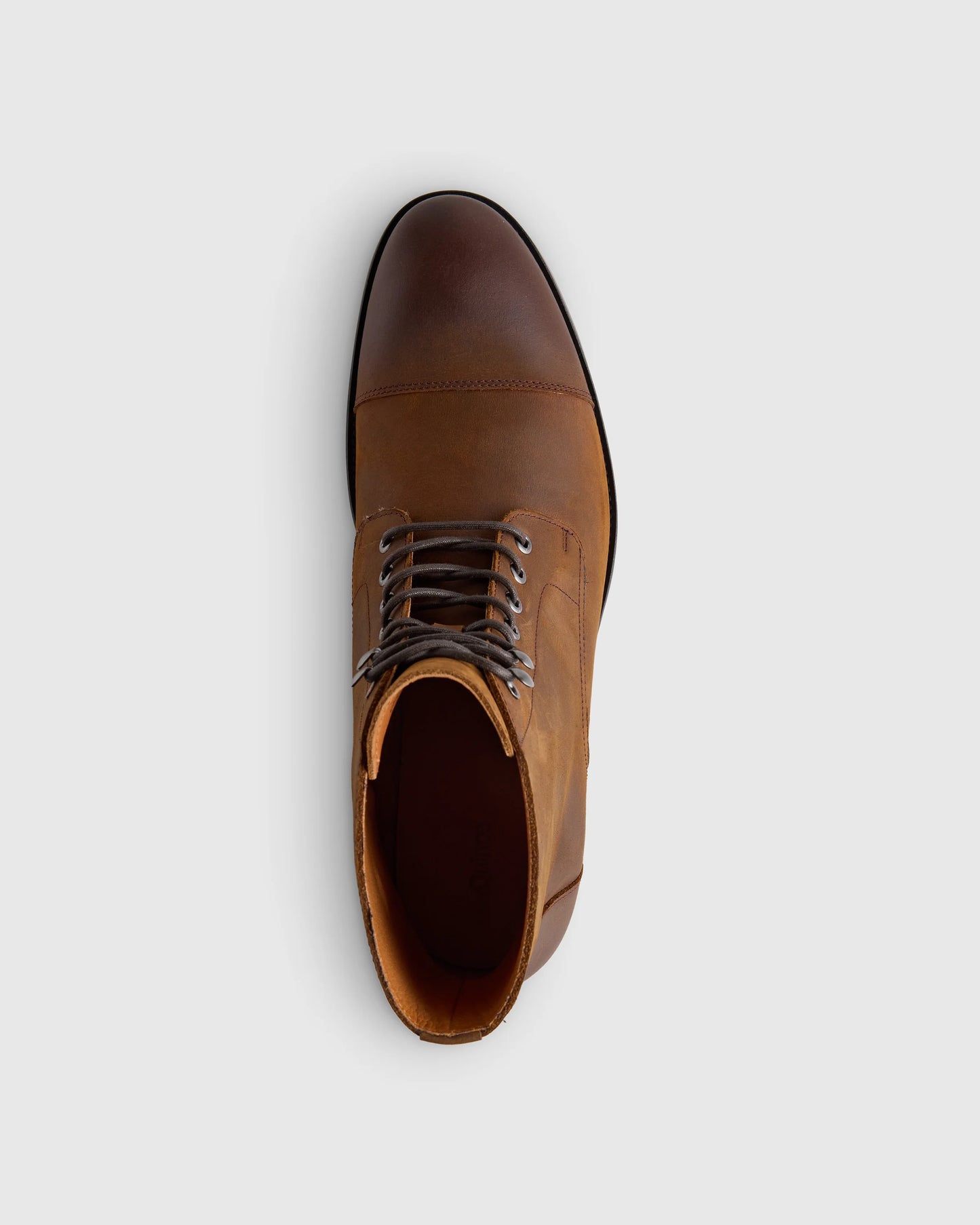 Crafted Leather Cap Toe Lace Up Boot - 7 / Matte Black