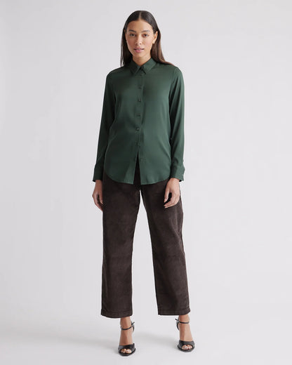 Washable Stretch Silk Blouse - XS / Moonstone Blue