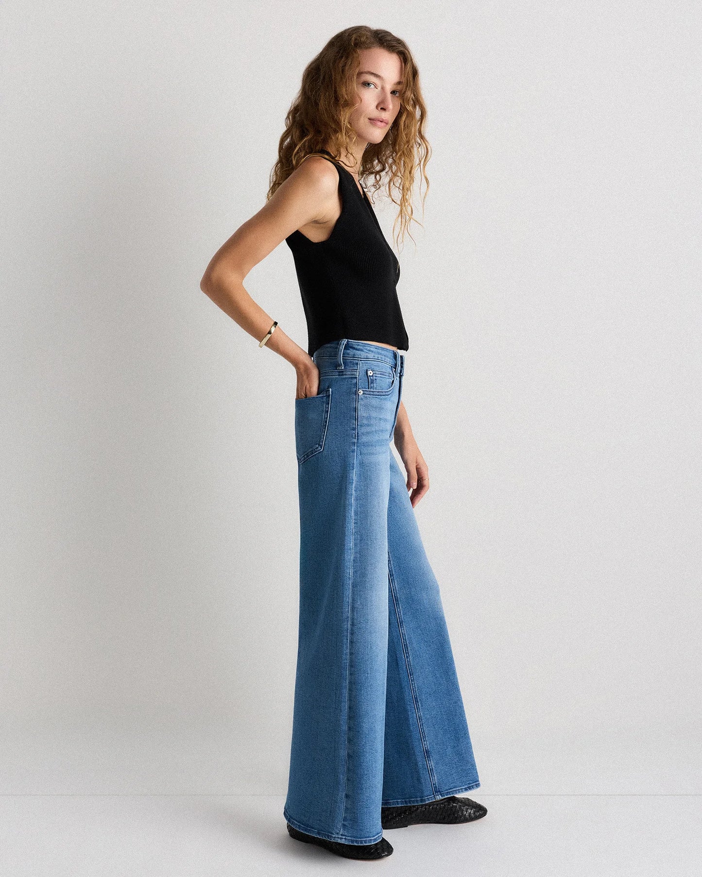 Bella Stretch Palazzo Jeans - 24 / Frosted Blue