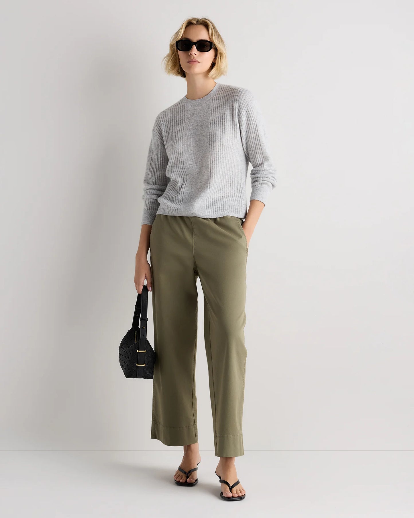 Lightweight Baby Alpaca Ribbed Crewneck - XS / Smoked Charcoal