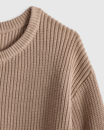 100% Organic Cotton Fisherman Tunic Sweater - 6 / Oatmeal