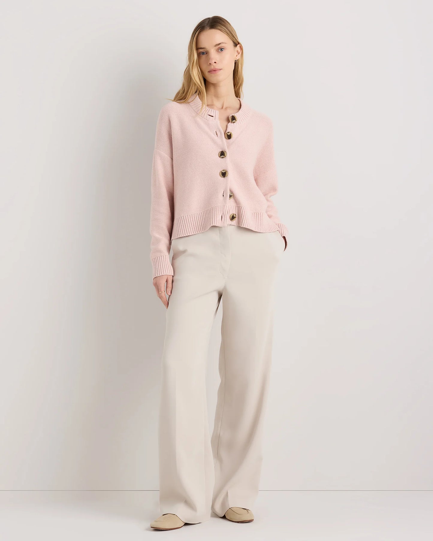 100% Organic Cotton Cropped Cardigan - XS / Heather Brown