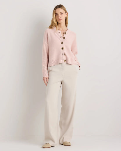 100% Organic Cotton Cropped Cardigan - XS / Heather Brown