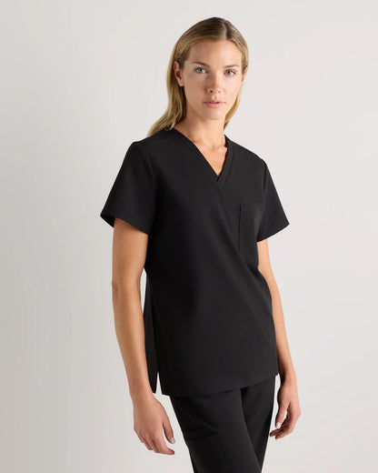 AeraFlex 1-Pocket Scrub Top - XS / Bold Black