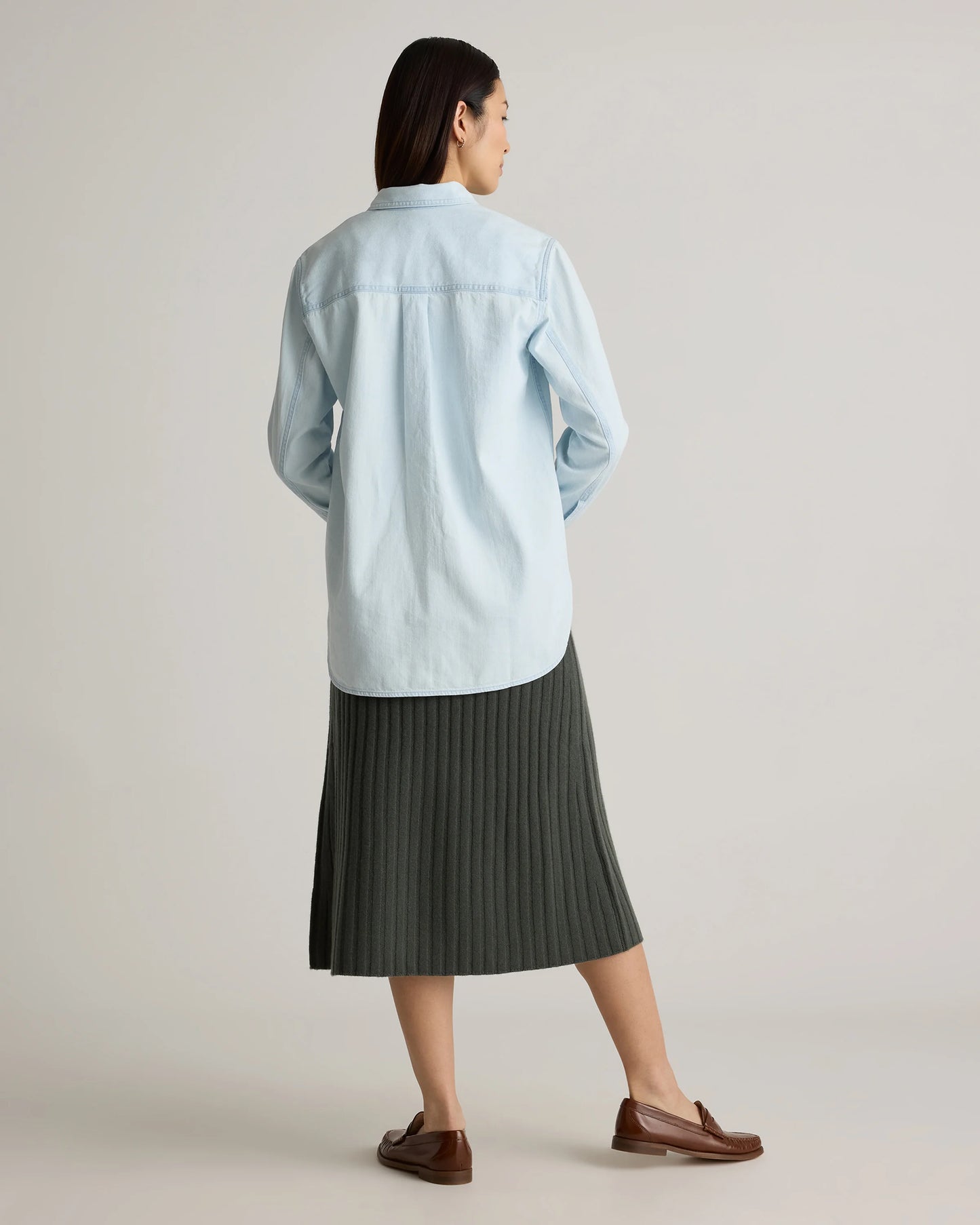 Mongolian Cashmere Midi Skirt - XS / Brown