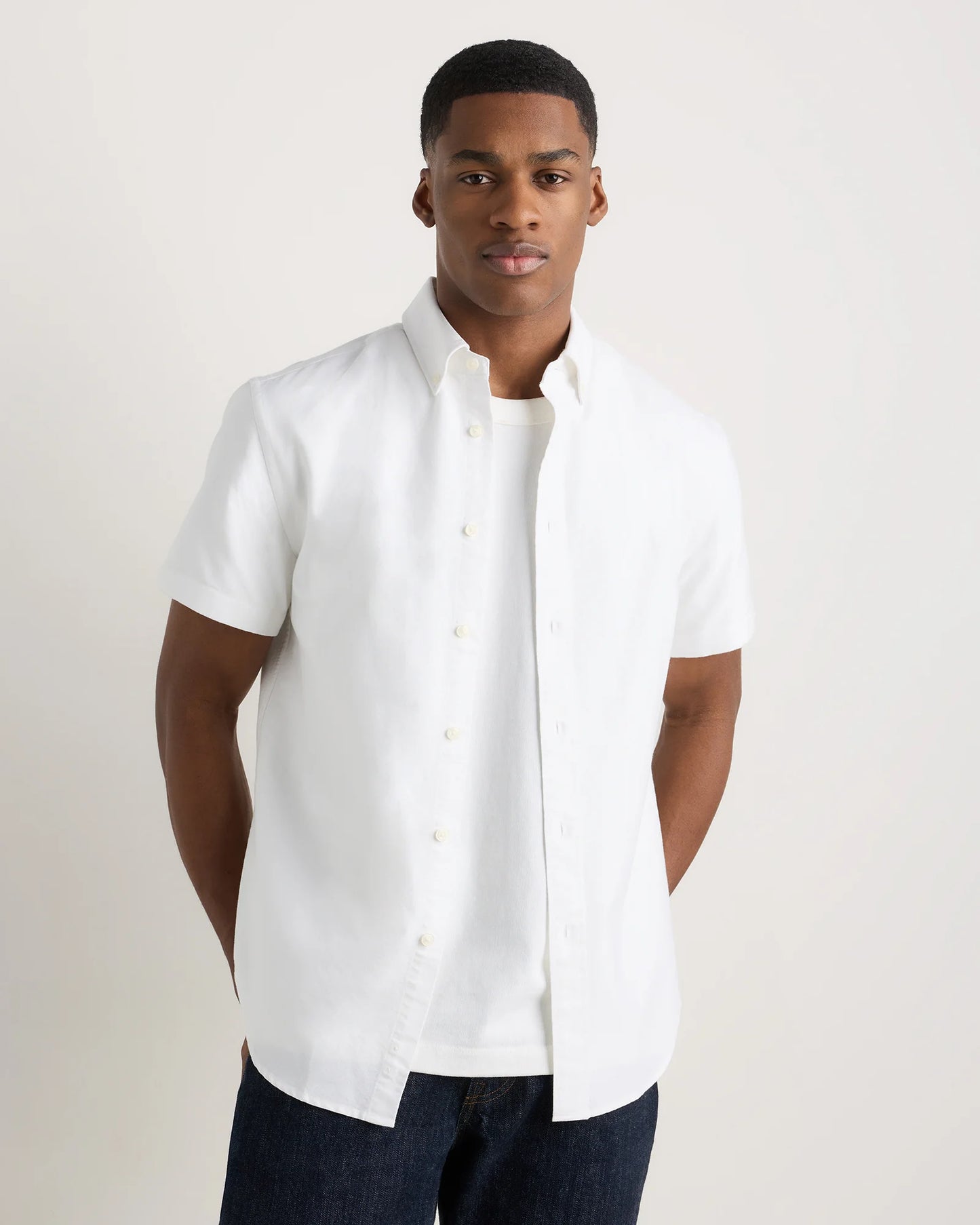100% Organic Cotton Short Sleeve Oxford Shirt - S / Dark Coal