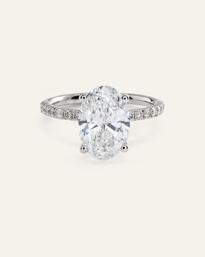 Lab Grown Diamond Oval Petite Pave Engagement Ring - 3ct - 4 / Yellow Gold