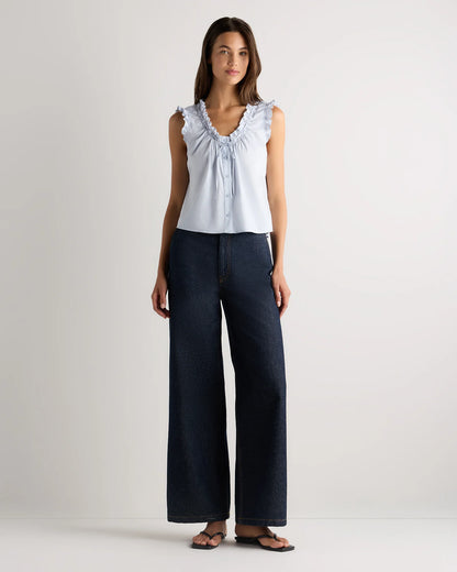 Cotton Viscose Voile Ruffle Trim Tank - XS / Classic Mini Gingham