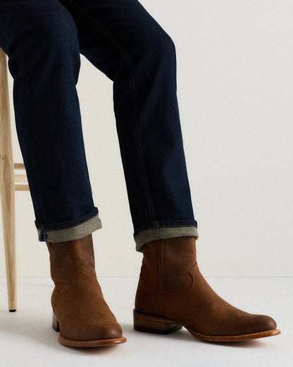 Crafted Leather Western Zip Boot - 7 / Dark Chocolate