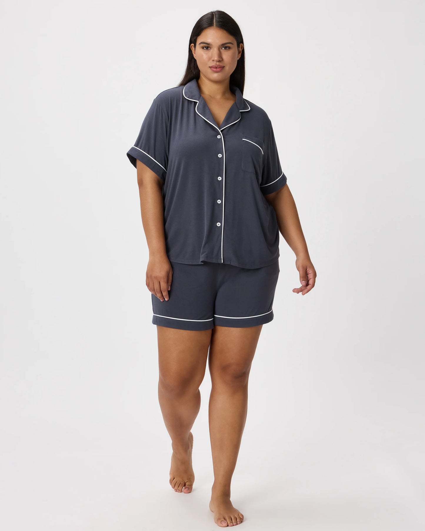 Bamboo Jersey Short Sleeve Pajama Set - XS / True Black