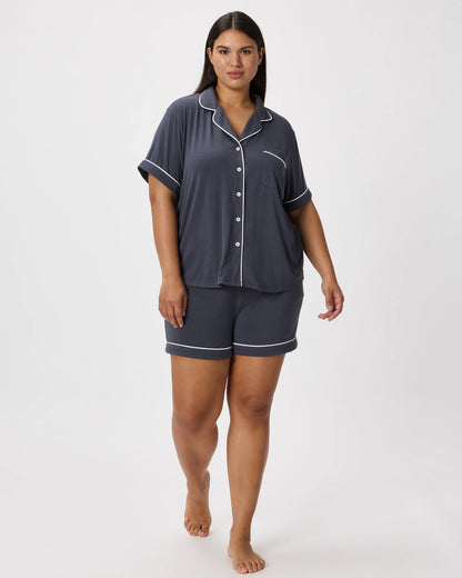 Bamboo Jersey Short Sleeve Pajama Set - XS / True Black