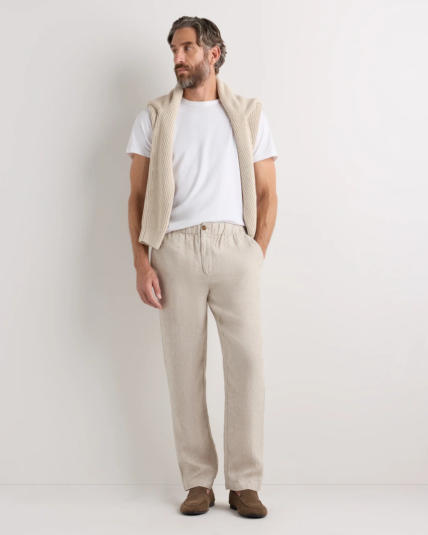 100% European Linen Pants - S / Bayberry Olive