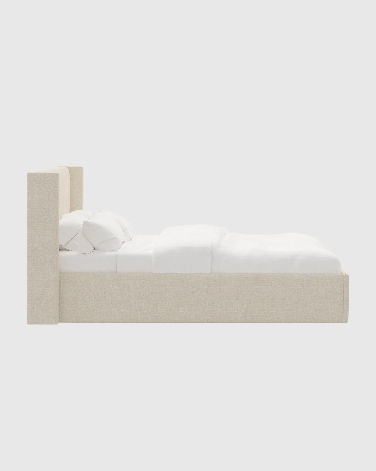 100% Linen Wingback Bed - Full / Canvas