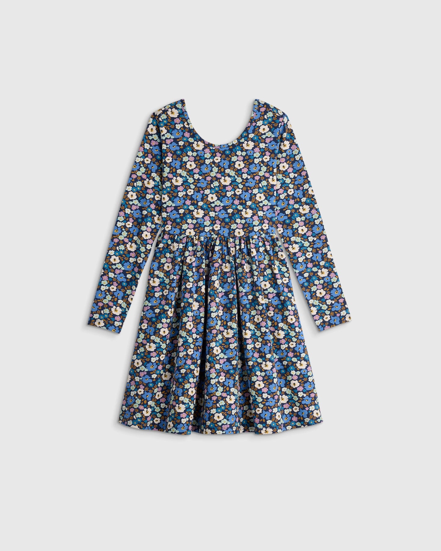 Organic Cotton Long Sleeve Skater Dress - 2T / Red Poppy Garden