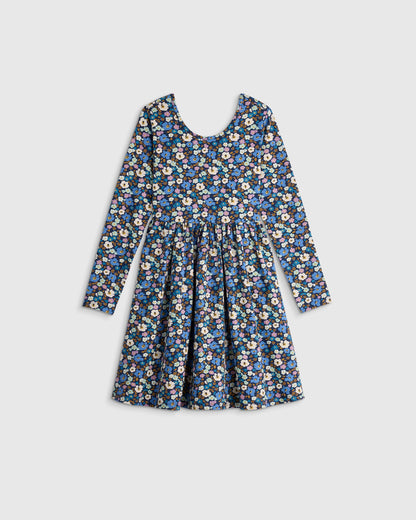 Organic Cotton Long Sleeve Skater Dress - 2T / Red Poppy Garden