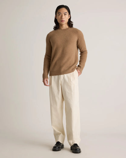 Mongolian Cashmere Fisherman Crewneck Sweater - S / Navy Marl