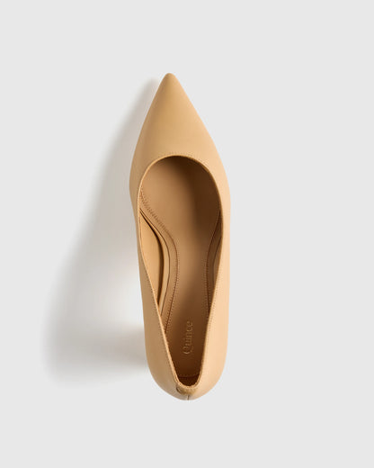 Italian Leather 65mm Block Heel Pump - 5 / Coffee Bean