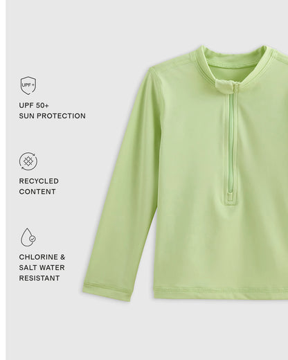 Long Sleeve Zip-Up Rash Guard - 2T / Yellow
