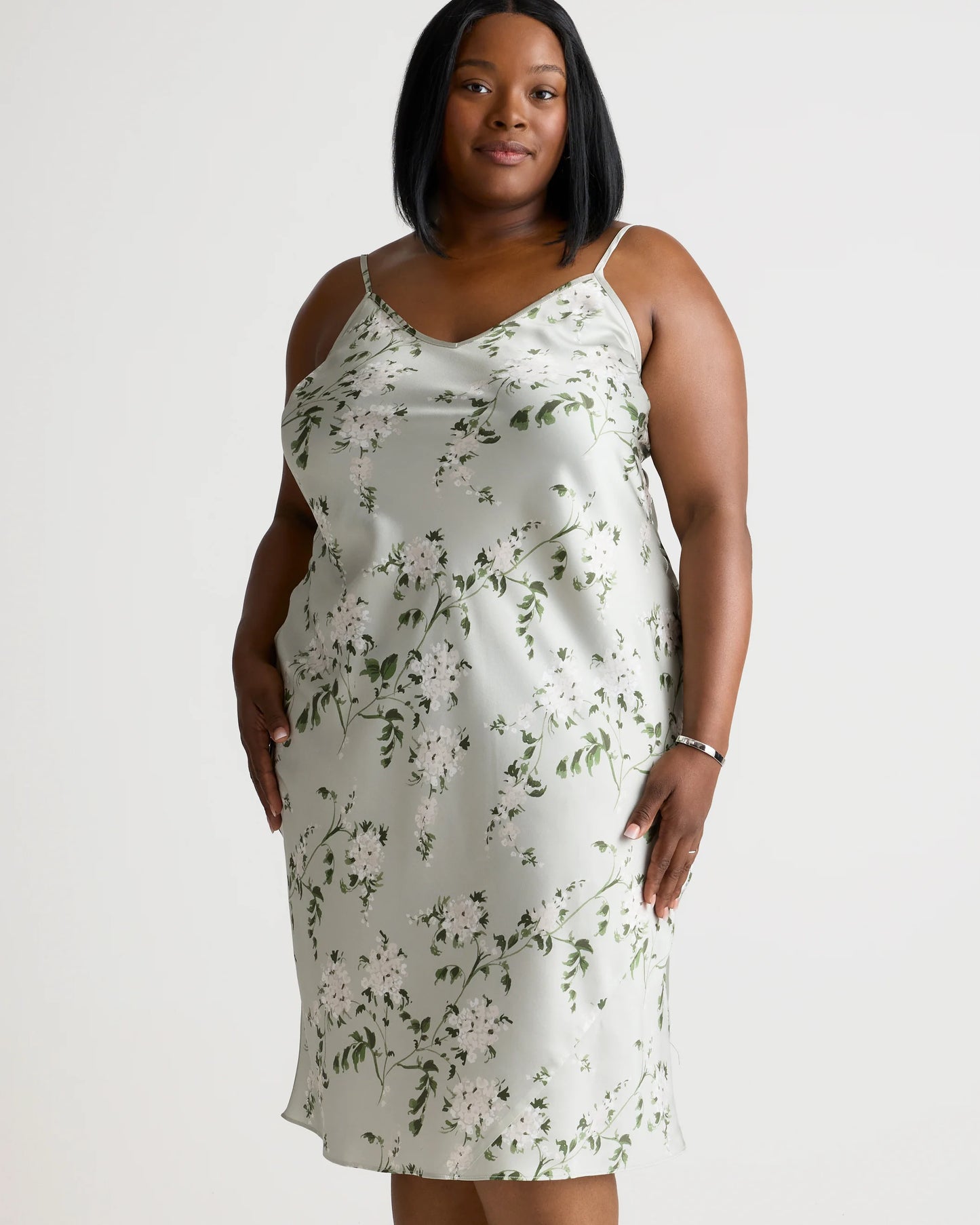 100% Washable Silk Slip Dress - 1X / Champagne