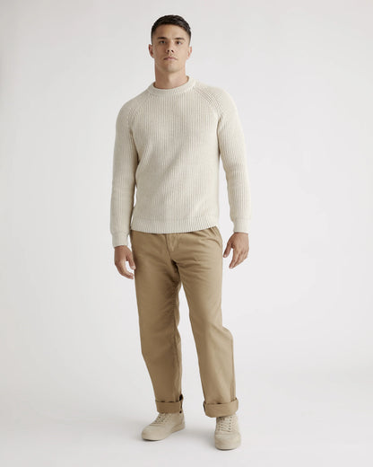 100% Organic Cotton Fisherman Crew Sweater - S / Speckled Beige