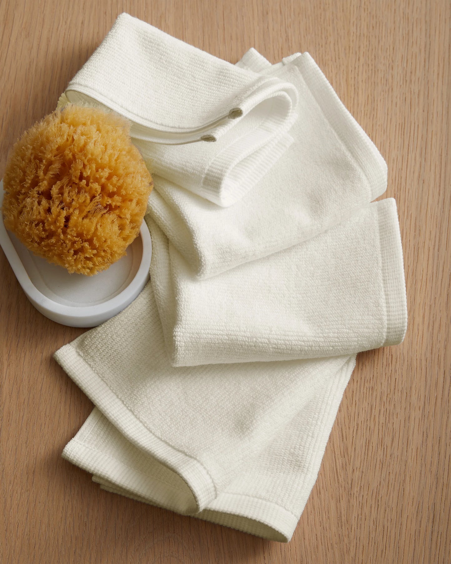 Turkish Ribbed Quick Dry Bath Towel Bundle - One Size / White