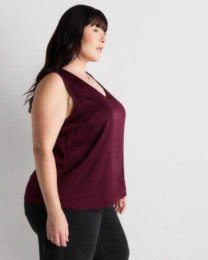 Washable Stretch Silk Tank - 1X / Navy