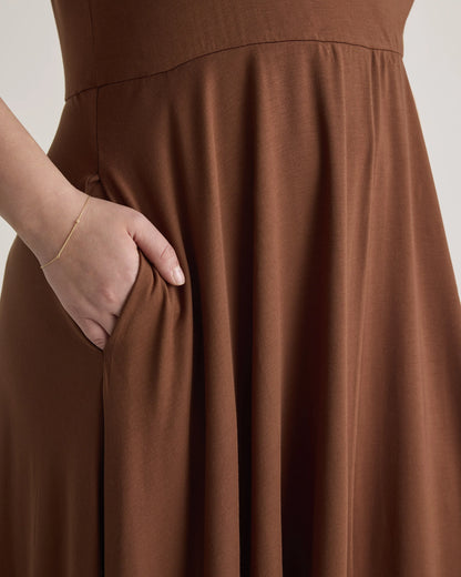 Tencel Jersey Fit & Flare Dress - 1X / Brown
