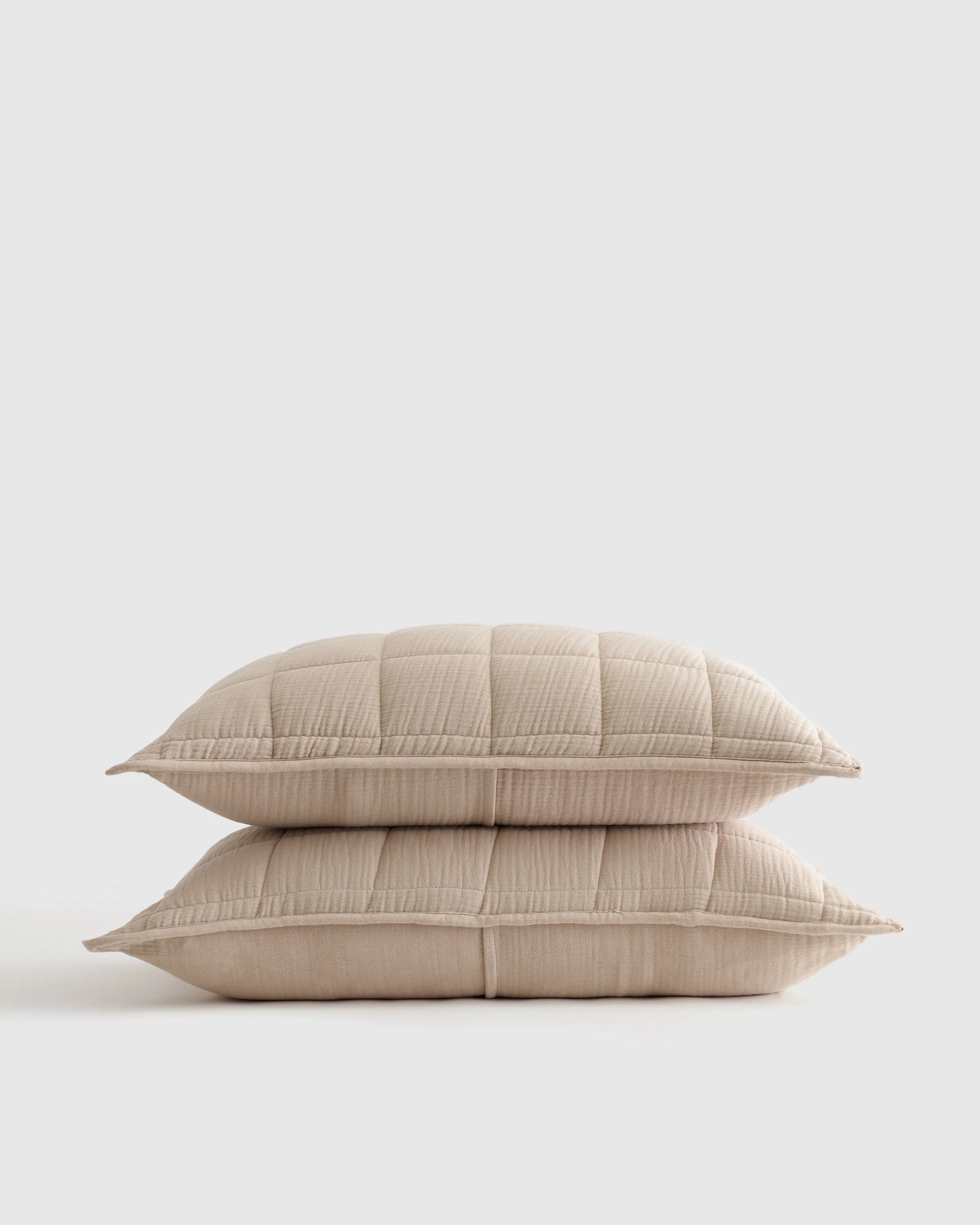 Organic Cotton Gauze Box Quilt Sham Set - Standard / Mineral