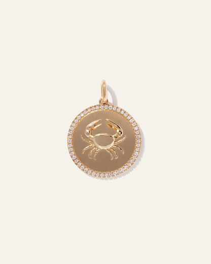 14K Gold Pave Zodiac Medallion Necklace - One Size / Yellow Gold