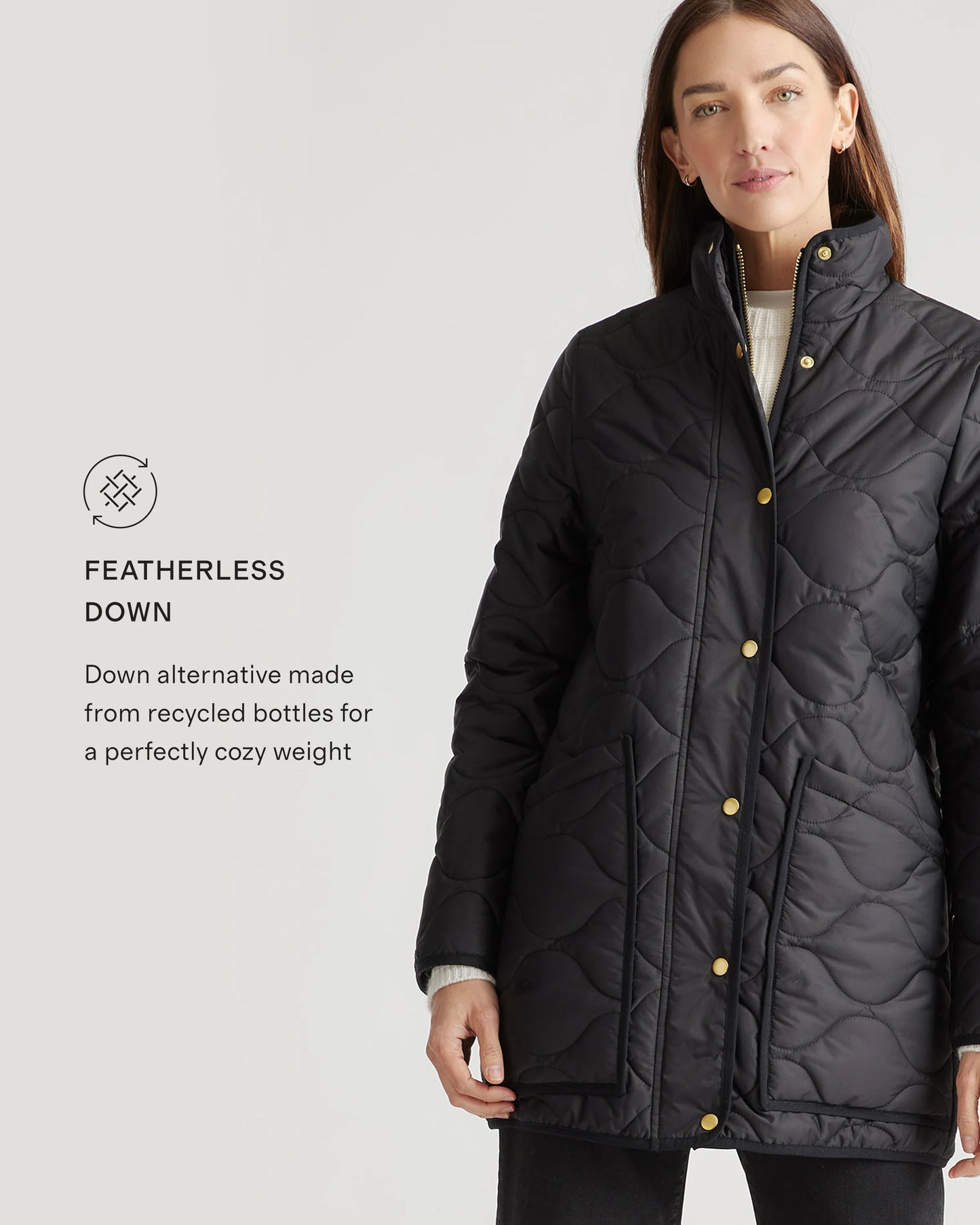 Featherless Quilted Long Puffer Jacket - XS / Silken White