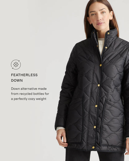 Featherless Quilted Long Puffer Jacket - XS / Silken White
