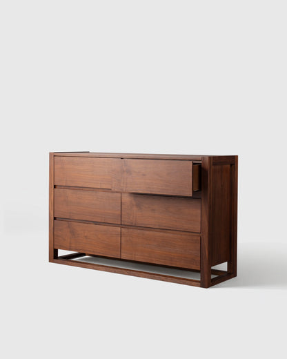 Solid Wood Frame 6-Drawer Dresser - One Size / Walnut Brown