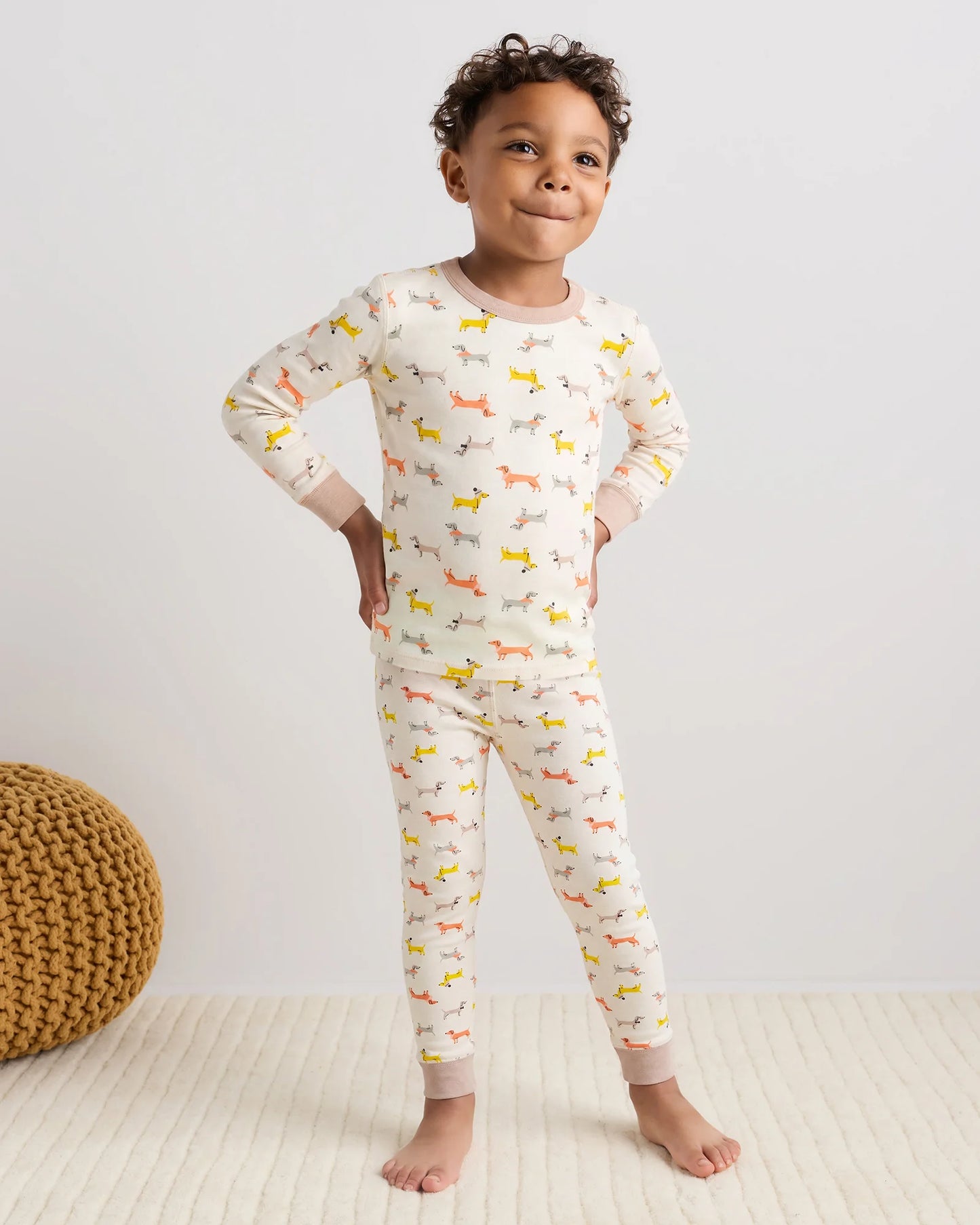 100% Organic Cotton Long Sleeve and Pant Pajama Set - 2T / Navy Stripe