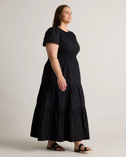 100% Organic Cotton Poplin Tiered Maxi Dress - 1X / Ocean Green