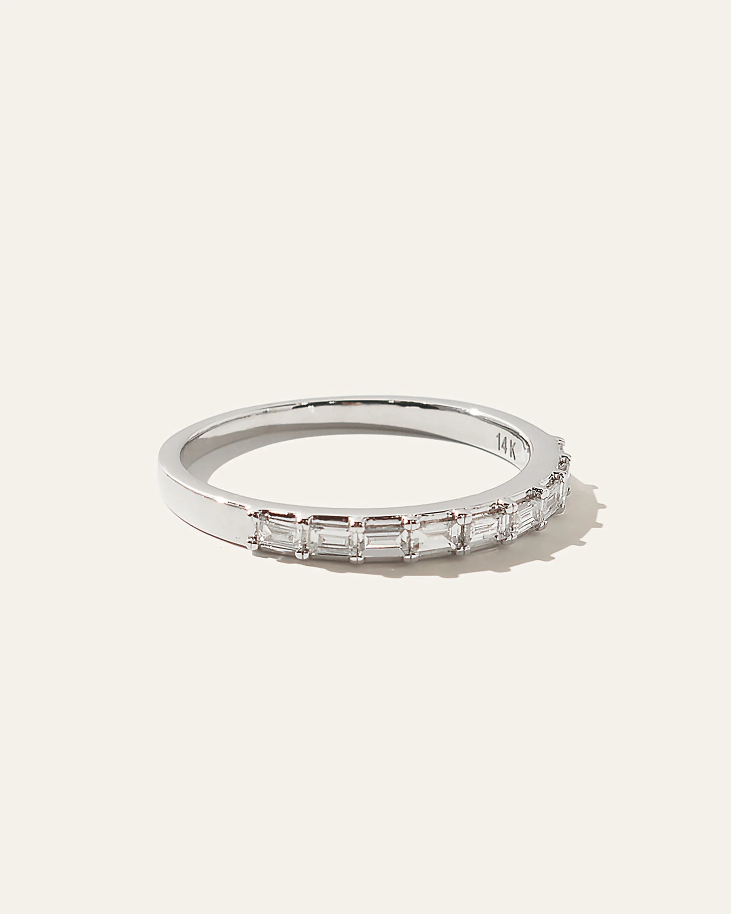 14K Gold Baguette Diamond Band - 4 / White Gold