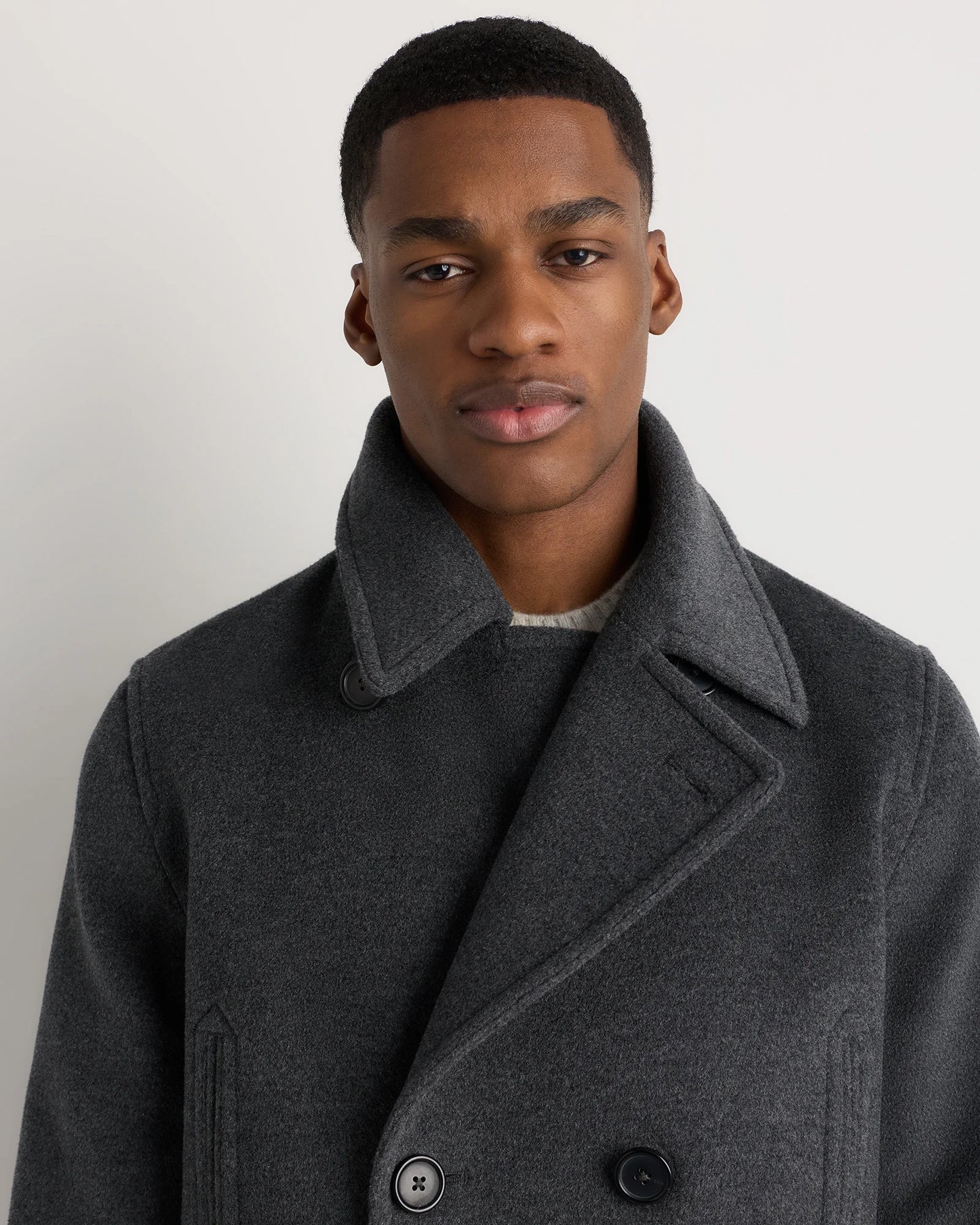Wool Cashmere Peacoat - XS / Heather Charcoal