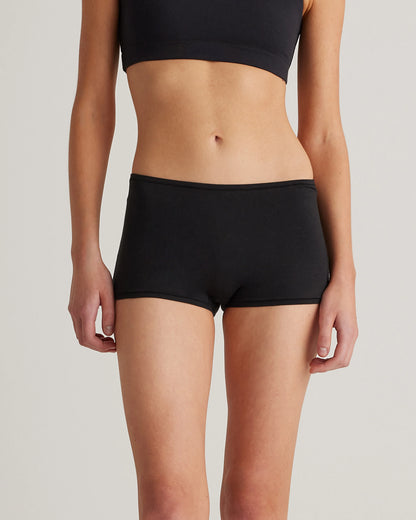 Organic Cotton Boyshort (6-pack) - XS / Black/Soft White/Ocean
