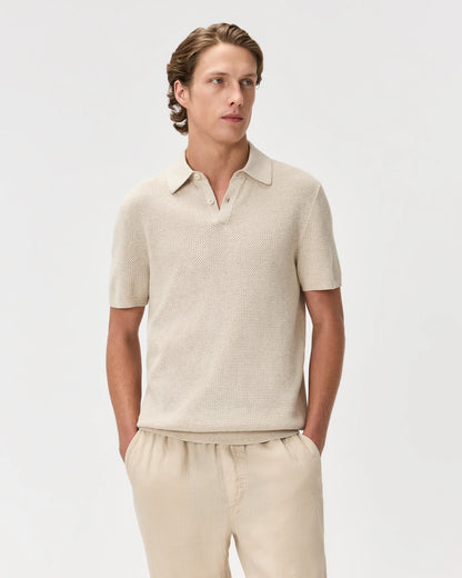 100% Organic Cotton Mesh-Stitch Sweater Polo - XS / Charcoal
