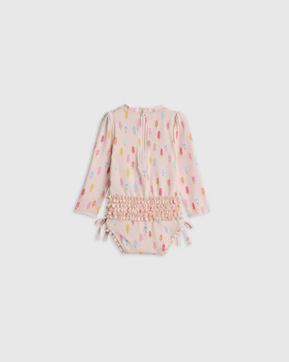 Long Sleeve Tie One-Piece Swimsuit - 0-3M / Soft Ditsy Floral