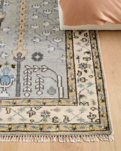 Reed Hand-Knotted Wool Rug - 5' x 8' / Light Grey